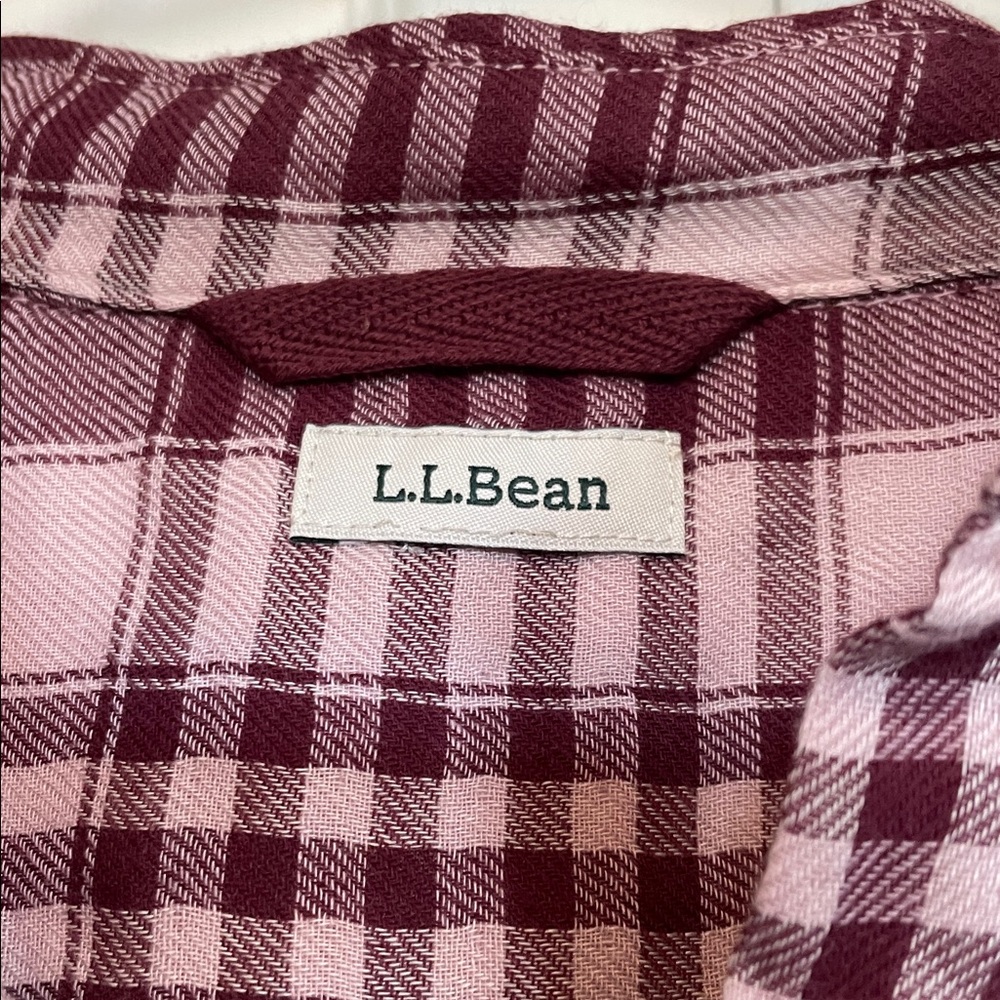 L.L. Bean Maroon/Pink Checkered/Plaid Tunic Shirt. Sz tag removed fits like L - Picture 2 of 8